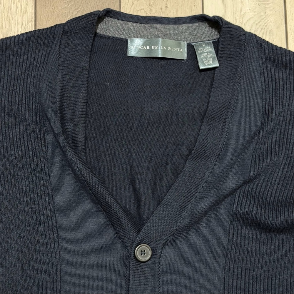 Oscar de la Renta Navy Cardigan Sweater - Picture 4 of 5